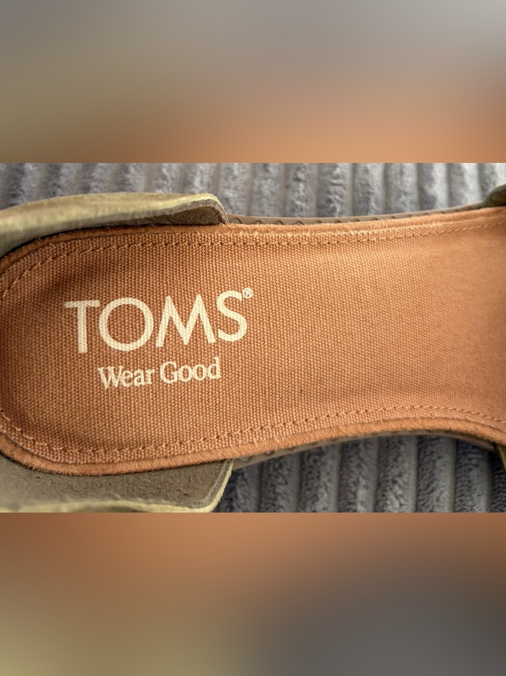 TOMS Olive Suede Strappy Ankle-Wrap Sandals - Picture 6 of 6